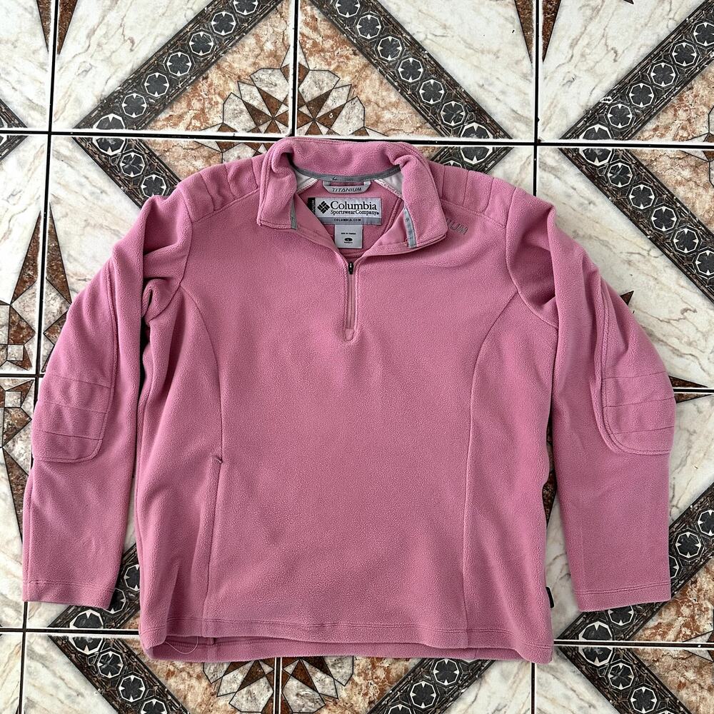 Large Pink Titanium‎ Columbia Fleece Quarter Zip Sweater